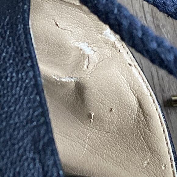 Michael Kors Espadrilles Platform Sandals Sz 8 Black Leather Tie-up - Picture 11 of 15